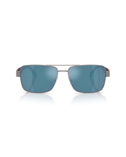 Scuderia Ferrari Blue 59Mm Rectangular Sunglasses for men