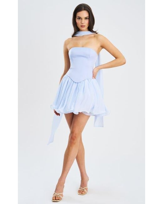 miss circle dress Miss Circle Women's Qianna Baby Blue Peplum Top Drop Waist Chiffon Gown - Baby Blue