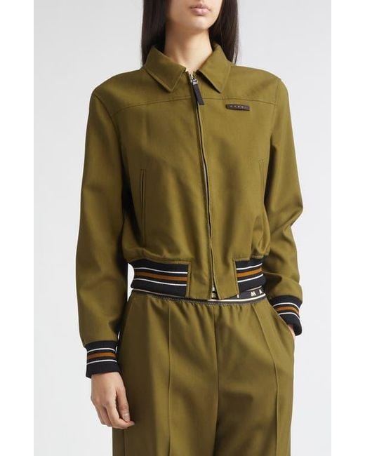 Marni Green Virgin Wool Bomber Jacket