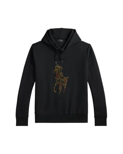 Polo Ralph Lauren Black Camo Big Pony Appliqué Double-Knit Hoodie for men