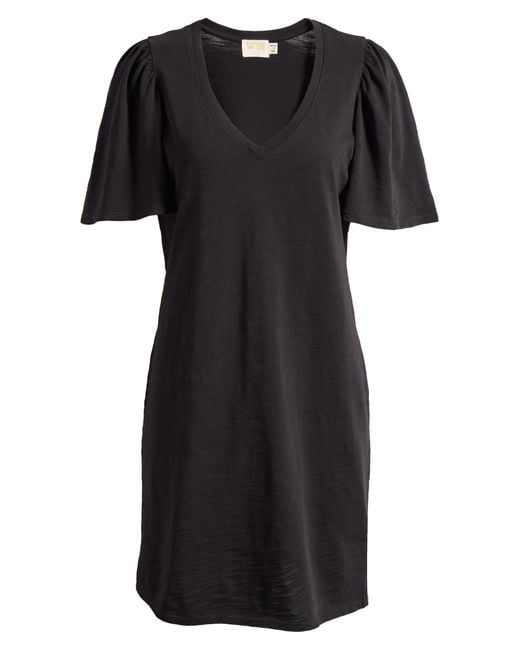 Nation Ltd Black Mallory Flutter Sleeve T-shirt Dress