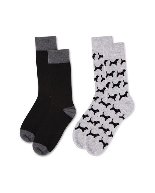 Memoi Black Assorted 2-Pack Crew Socks for men