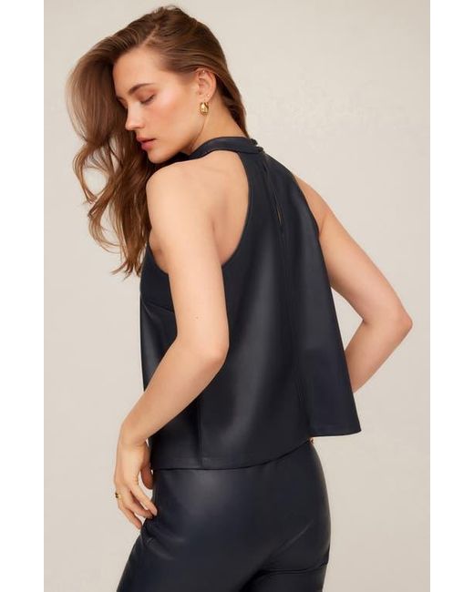 Fifteen Twenty Blue Alexis Faux Leather Top