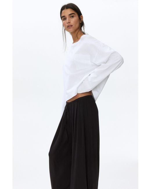H&M White Jersey Drawstring Pants
