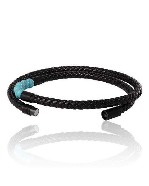 Lucky Brand Black Leather & Beaded Bracelet for men