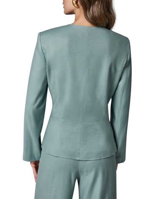 Donna Karan Blue Linen Blend Wrap Jacket
