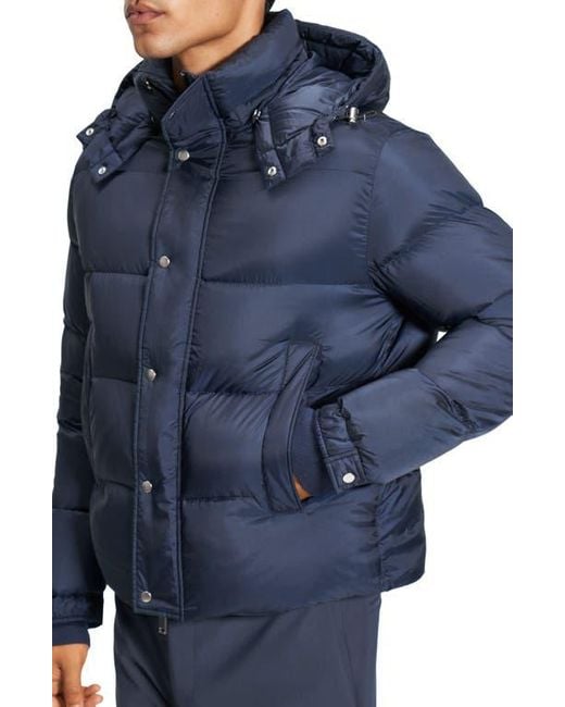 Theory Blue Marquez Puffer Jacket With Removable Hood for men