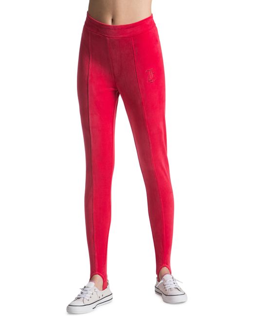 Juicy Couture Red Pintuck Velour Stirrup Pants