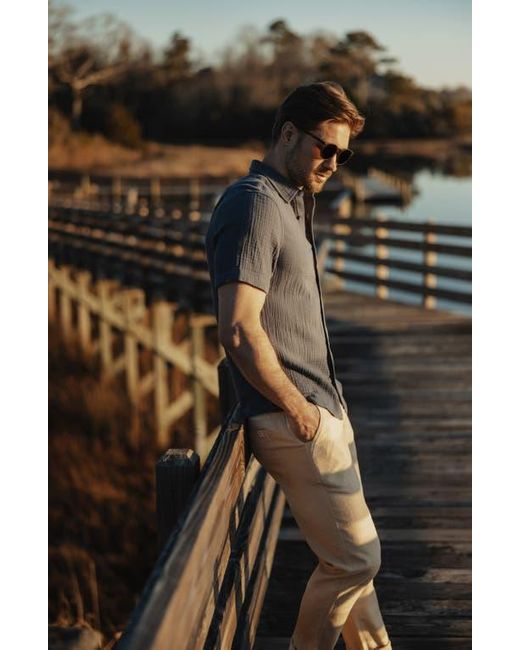 The Normal Brand Blue Kalo Cotton Gauze Short Sleeve Button-Up Shirt for men