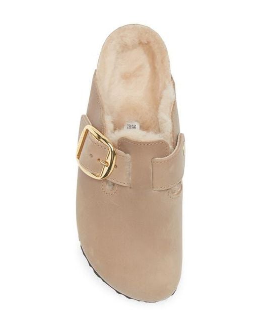 Birkenstock White Boston Big Buckle Genuine Shearling Lined Clog