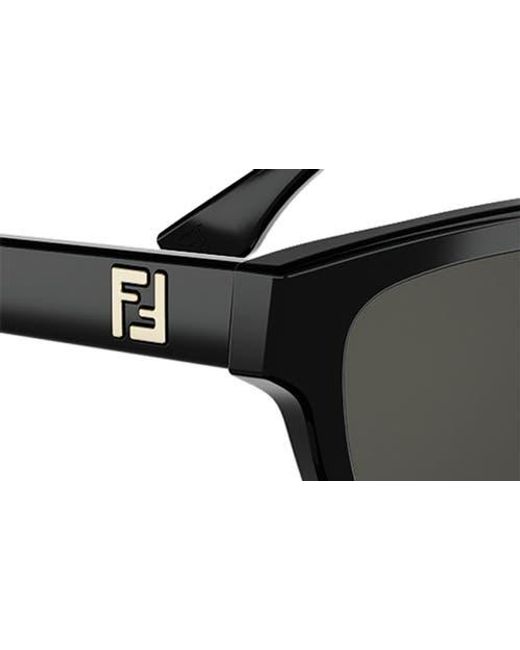 Fendi Black Ff Squared 55Mm Cat Eye Sunglasses