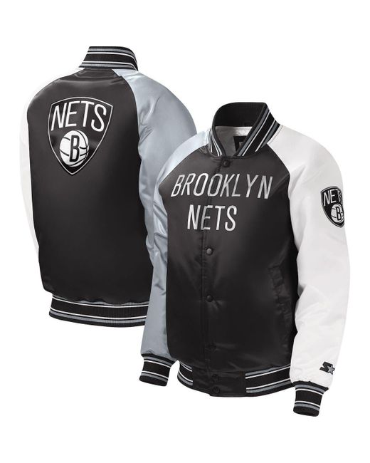 Starter Youth Brooklyn Nets Raglan Fullsnap Varsity Jacket At