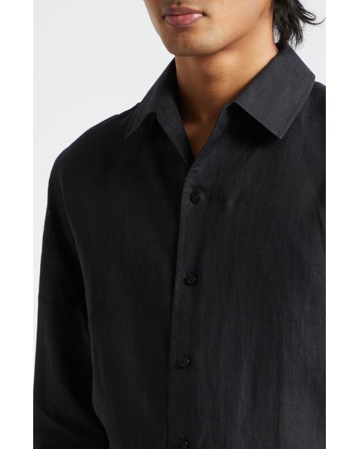 Agnona Black Linen Button-up Shirt for men