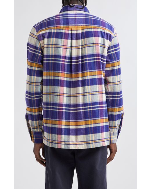 Noah NYC Blue Plaid Cotton Flannel Zip Front Shirt for men