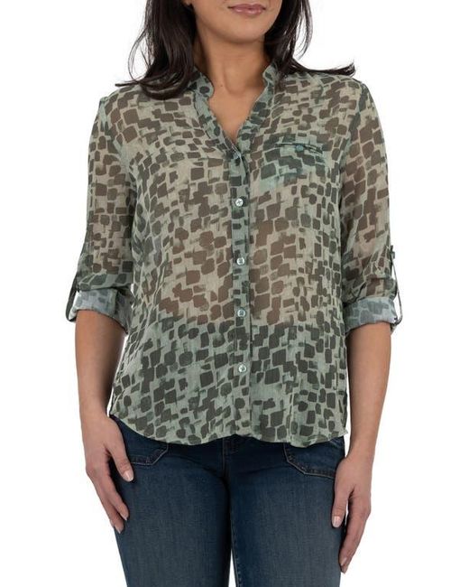 Kut From The Kloth Green Jasmine Chiffon Button-Up Shirt