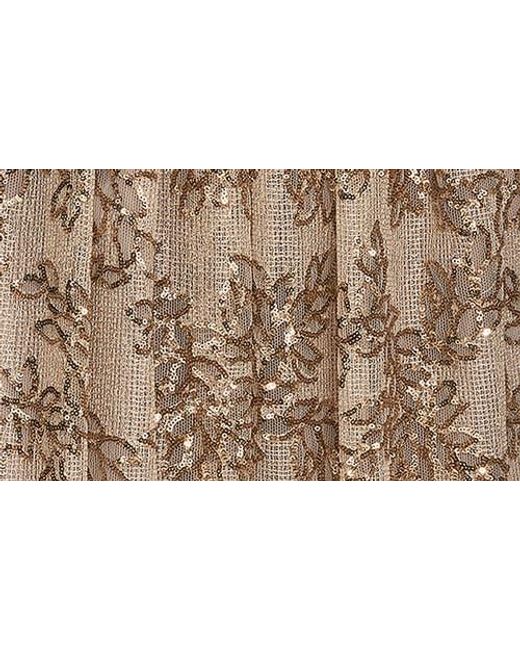 Donna Karan Natural Floral Sequin Sleeveless Gown