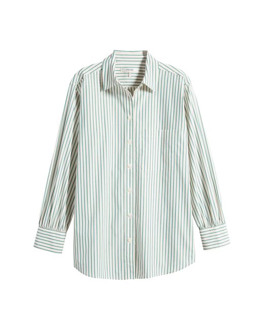 FRAME Blue The Borrowed Pocket Stripe Cotton Button-up Shirt