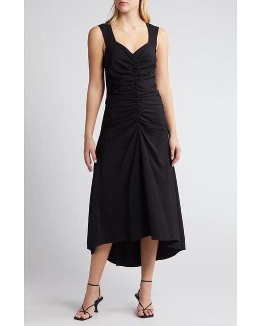 Chelsea28 Ruched High Low Midi Dress in Black Lyst