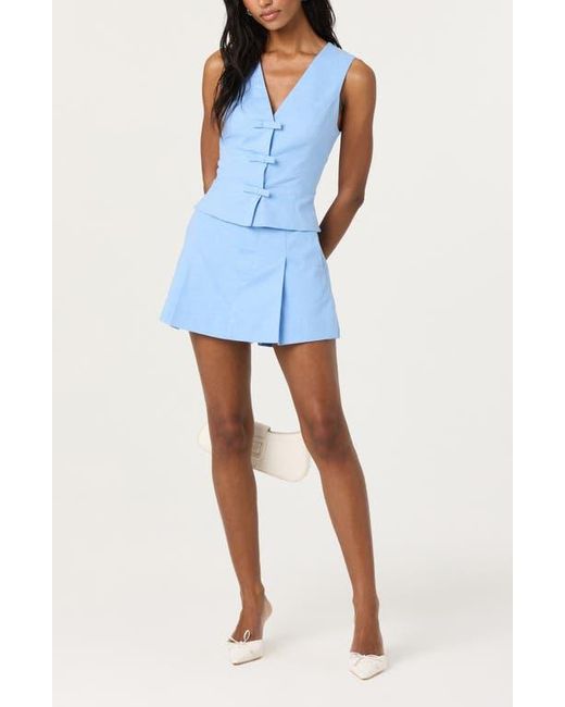 Astr Blue Cotton & Linen Skort