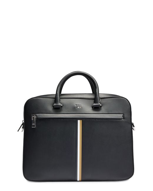 Boss Black Ray Stripe Faux Leather Document Case for men