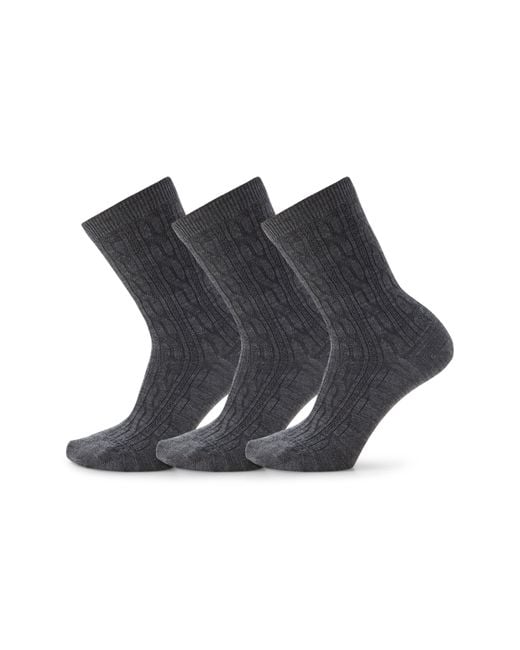 Smartwool Black Everyday 3-Pack Wool Blend Cable Crew Socks