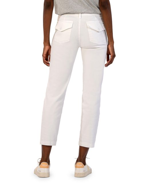 Kut From The Kloth White Reese Patch Pocket Mid Rise Crop Slim Straight Leg Jeans