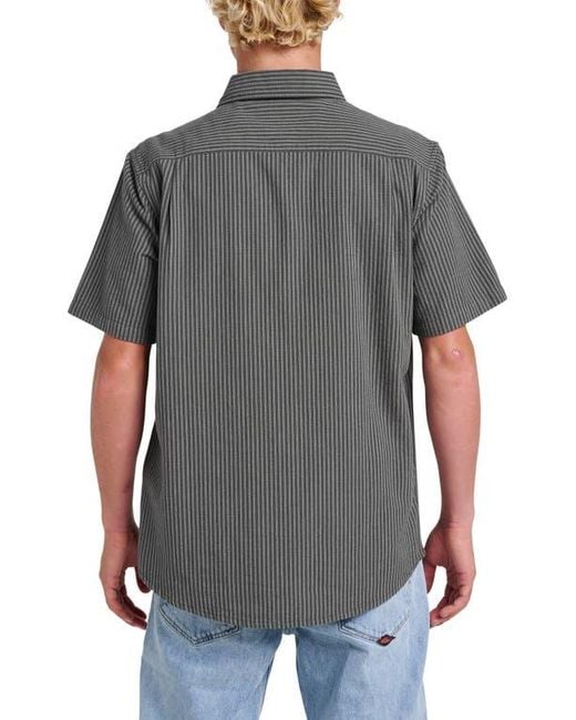 Quiksilver Gray Oxford Stripe Classic Short Sleeve Button-Up Shirt for men