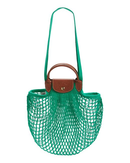 Longchamp Le Pliage Filet Knit Shoulder Bag in Green Lyst