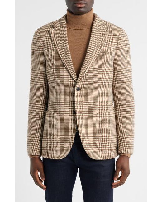 BOSS Men's Natural Heston Slim Fit Glen Plaid Wool Sport Coat