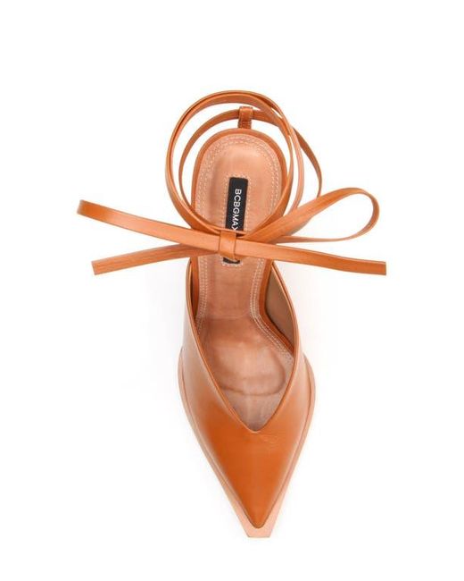 BCBGMAXAZRIA Brown Leonor Ankle Wrap Pointed Toe Pump