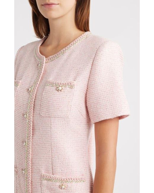 Endless Rose Pink Tweed Button-Up Minidress