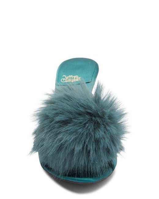 Jeffrey Campbell Blue Shopaholic Faux Fur Pom Slide Sandal