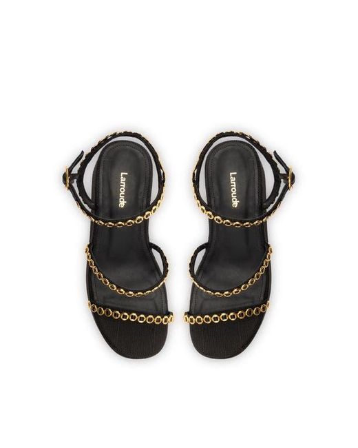 Larroude Black Gio Milanina Flatform Sandal