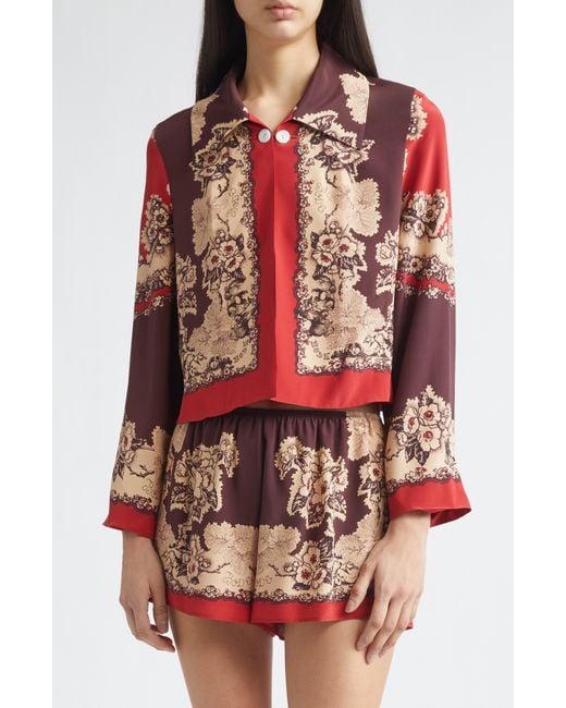 Bode Red Storybook Silk Jacket