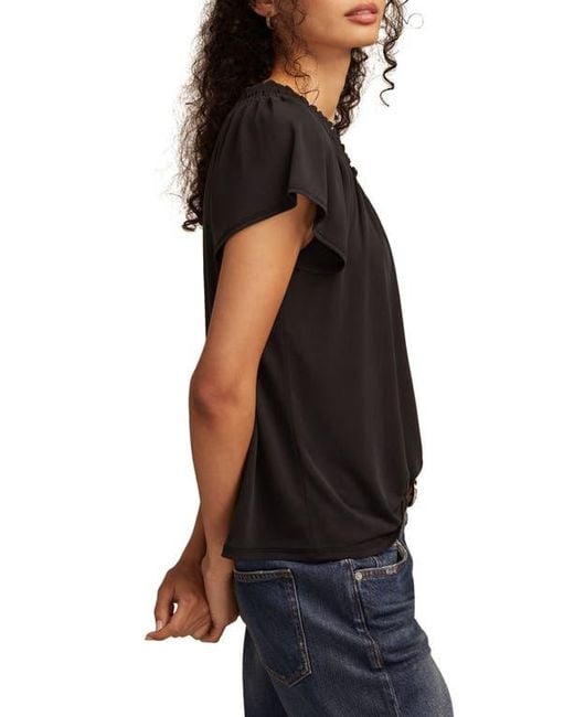 Lucky Brand Black Sandwash Notch Neck Top