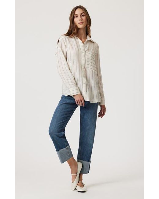 Mavi White Oversize Stripe Button-Up Shirt