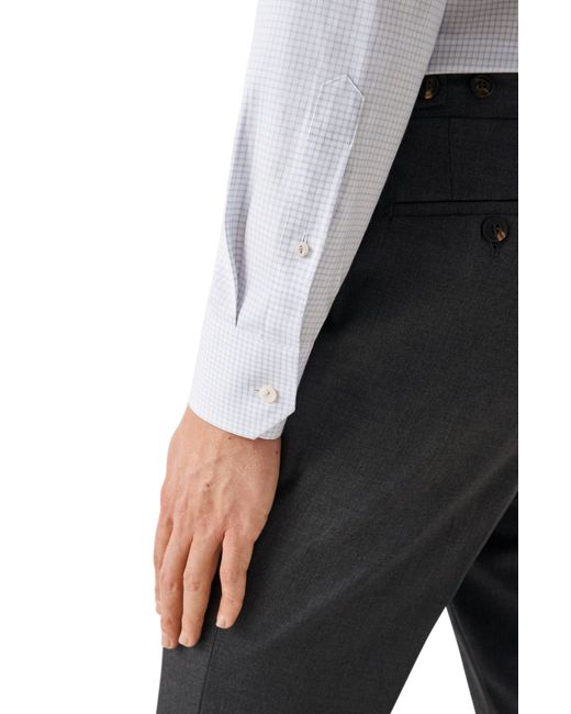 Eton of Sweden Gray Slim Fit Check Stretch Cotton Blend Shirt for men