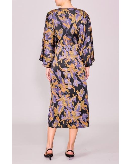 MELLODAY Red Wide Neck Long Sleeve Midi Dress