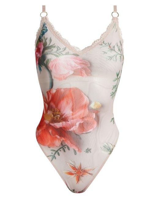 Kilo Brava Red Placement Print Shelf Bra Bodysuit