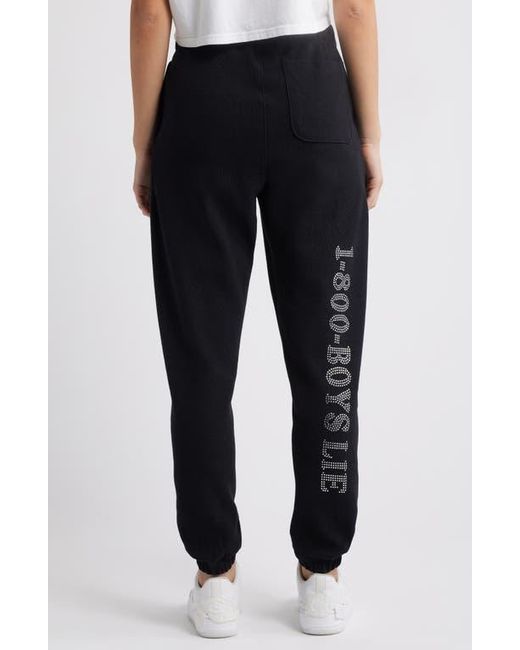 Boys Lie Black 1-800 Mac Embellished Slim Cotton Graphic Joggers