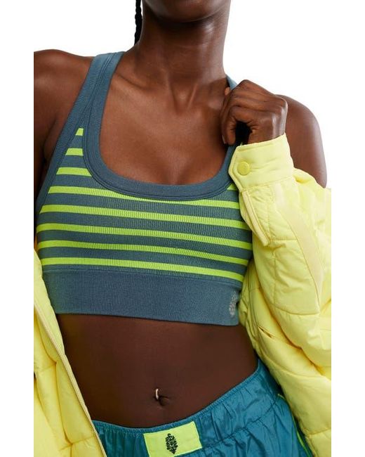 Free People Green Fp Movement Stripe Go To Sports Bra
