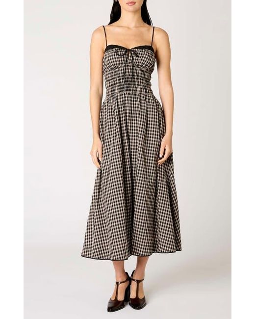 Nia Brown Thomas Gingham Check Cotton Midi Dress
