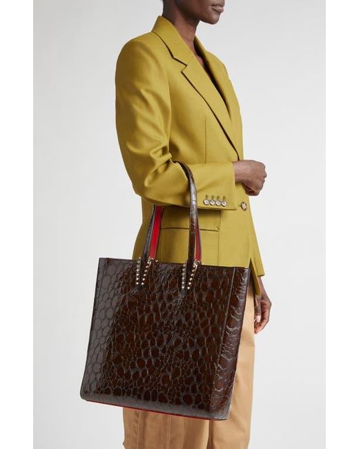Christian Louboutin Brown Cabata Soft Croc Embossed Leather North/South Tote Bag