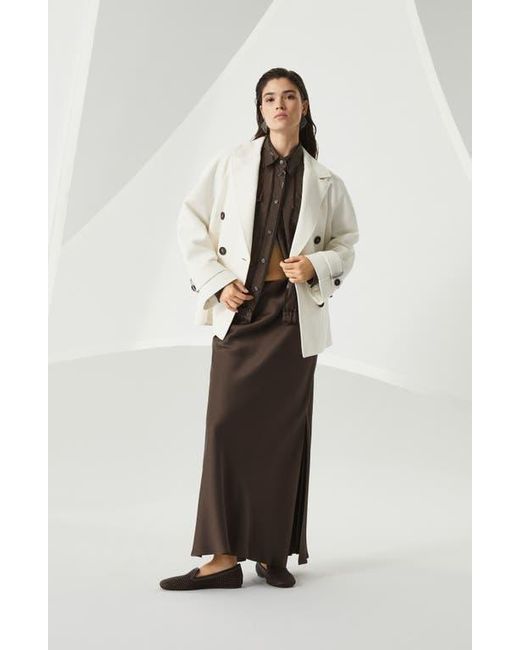 Brunello Cucinelli Brown Fluid Bias-Cut Skirt