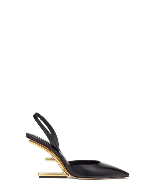 Fendi First F Heel Slingback Pointed Toe Pump in Blue Lyst