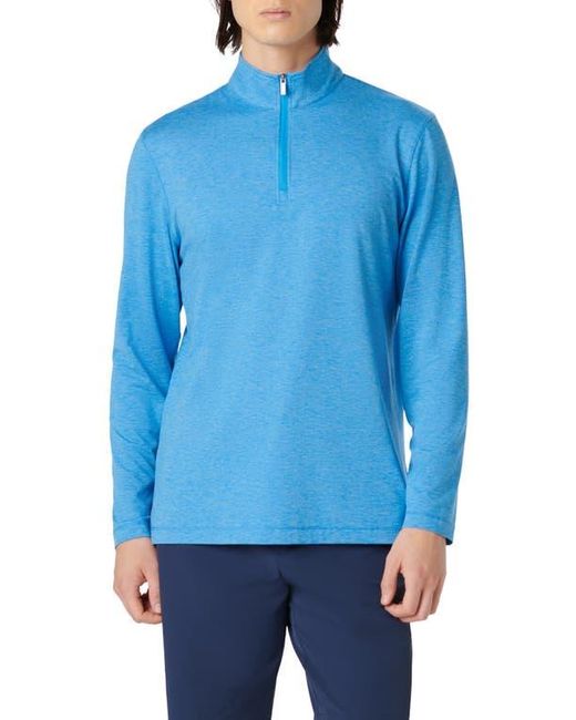 Bugatchi Blue Quarter Zip Performance Pullover for men
