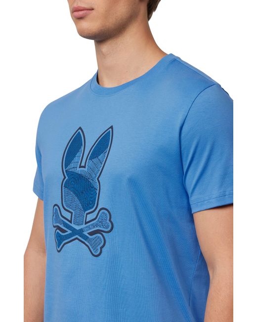 Psycho Bunny Blue Lenox Graphic T-shirt for men