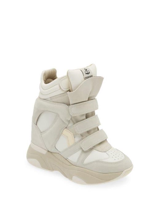 Isabel Marant White Balskee Hidden Wedge High Top Sneaker