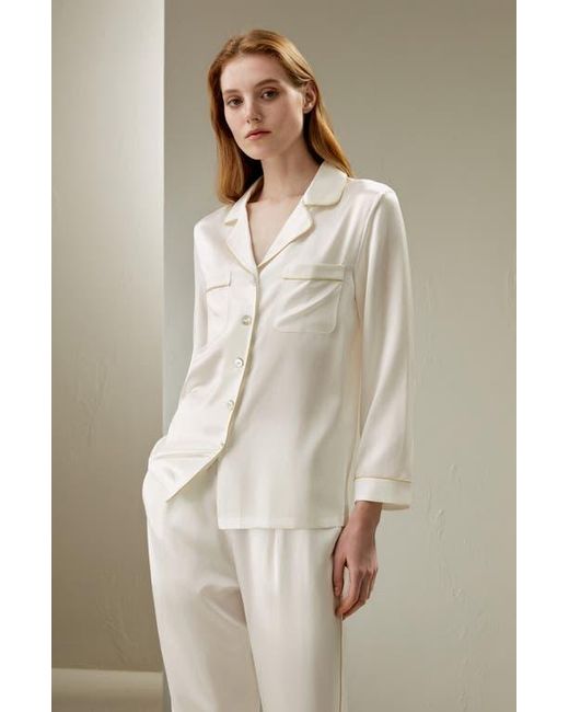 LILYSILK White Piping Silk Pajamas Set