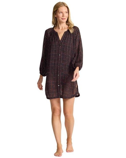Tommy Bahama Black Sunset Blooms Long Sleeve Cover-Up Dress